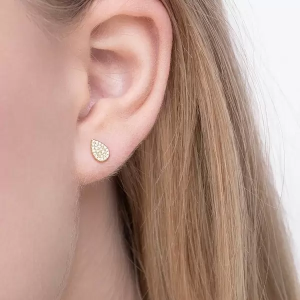 Leaf Jewelry Ohrstecker Drops mit Diamanten, 18 K Gelbgold zollfrei