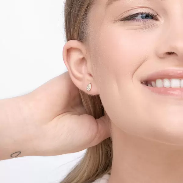 Leaf Jewelry Ohrstecker Drops mit Diamanten, 18 K Gelbgold zollfrei