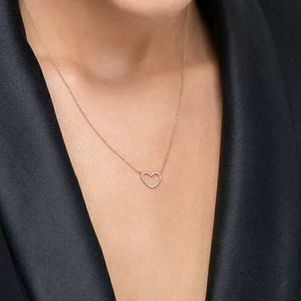 Leaf Jewelry Halskette Heart mit Diamanten, 18 K Roségold Rabatte dieses Monats
