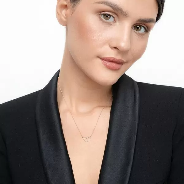 Leaf Jewelry Halskette Heart mit Diamanten, 18 K Roségold Rabatte dieses Monats