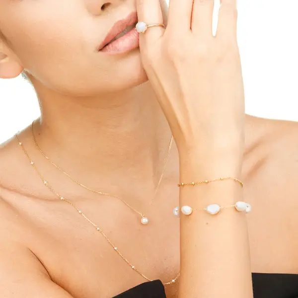 Leaf Jewelry Halskette Pearls, 14K Gelbgold Auslauf