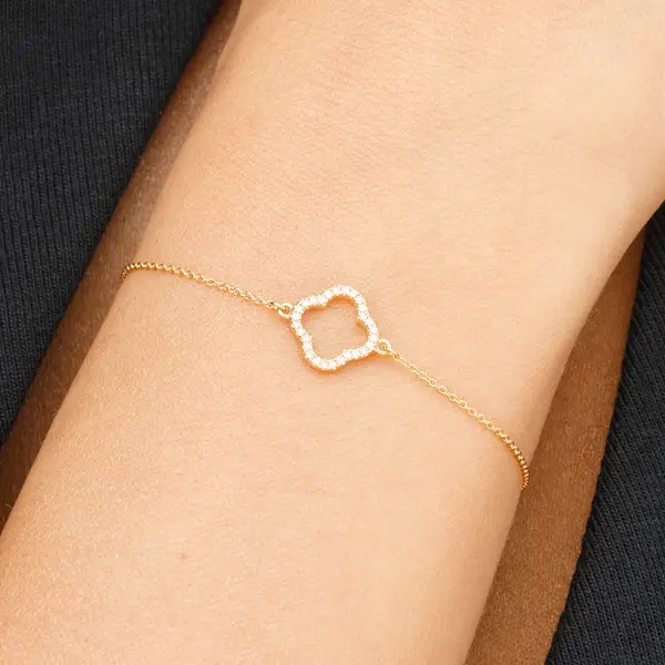 Leaf Jewelry Armkette Clover mit Diamanten, 18 K Gelbgold Angebote