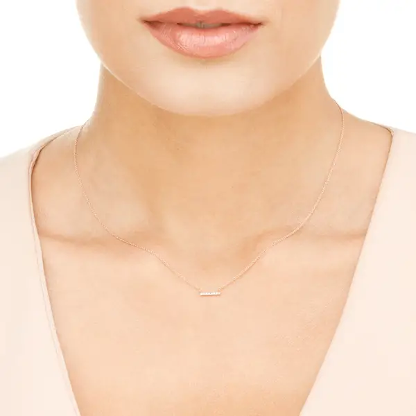 Leaf Jewelry Halskette Horizontal Bar, Diamant, 14 K Rosegold Fabrikpreis