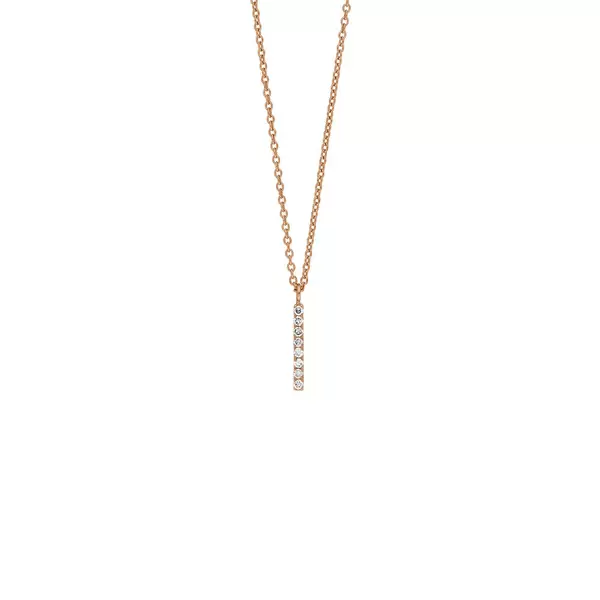 Leaf Jewelry Halskette Small Bar, Diamant, 14 K Rosegold Saisonschlussverkauf
