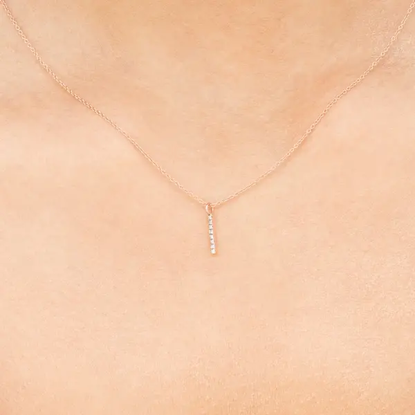 Leaf Jewelry Halskette Small Bar, Diamant, 14 K Rosegold Saisonschlussverkauf