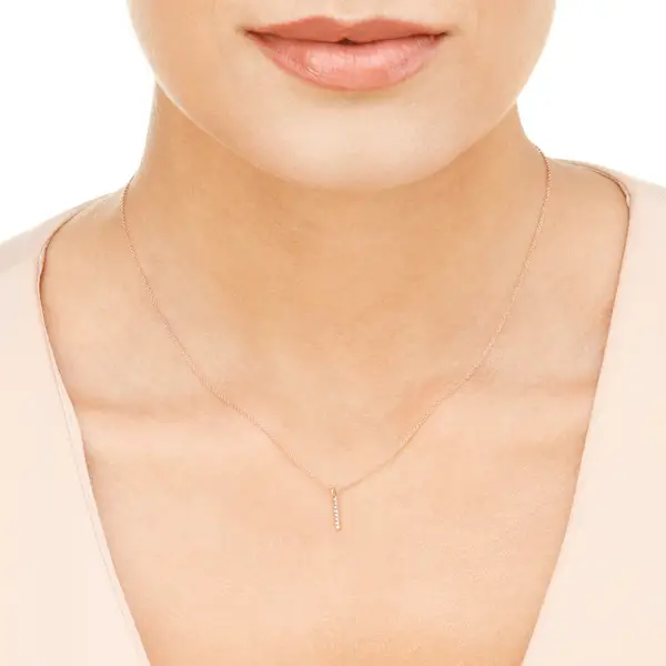 Leaf Jewelry Halskette Small Bar, Diamant, 14 K Rosegold Saisonschlussverkauf