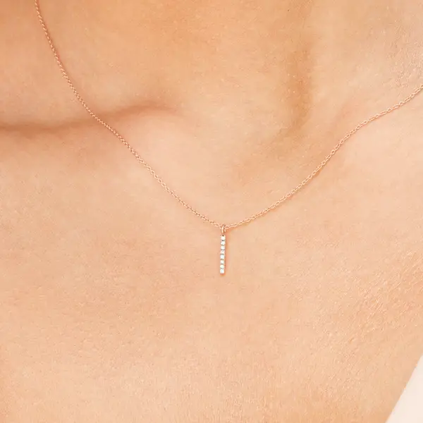 Leaf Jewelry Halskette Small Bar, Diamant, 14 K Rosegold Saisonschlussverkauf
