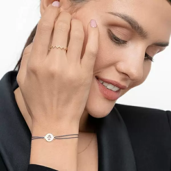 Leaf Jewelry Glücksbändchen Hand der Fatima, 14 K Gelbgold, Beige Weihnachtsangebot