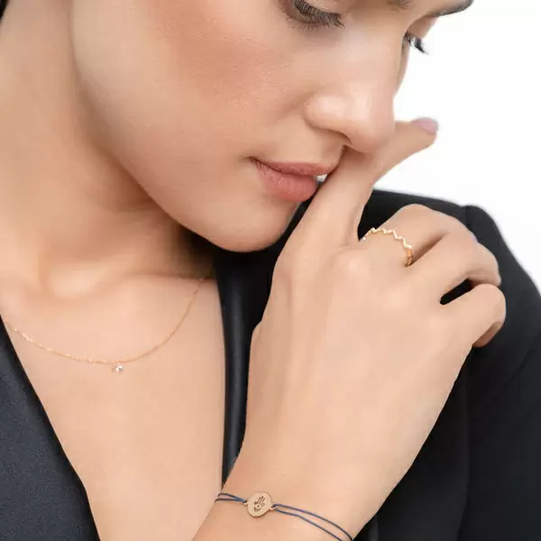 Leaf Jewelry Glücksbändchen Hand der Fatima, 14 K Gelbgold, Beige Weihnachtsangebot