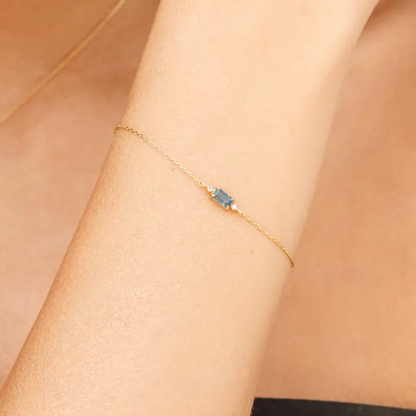 Leaf Jewelry Armkette London Blue Topas, 14K Gelbgold Muttertagsangebot
