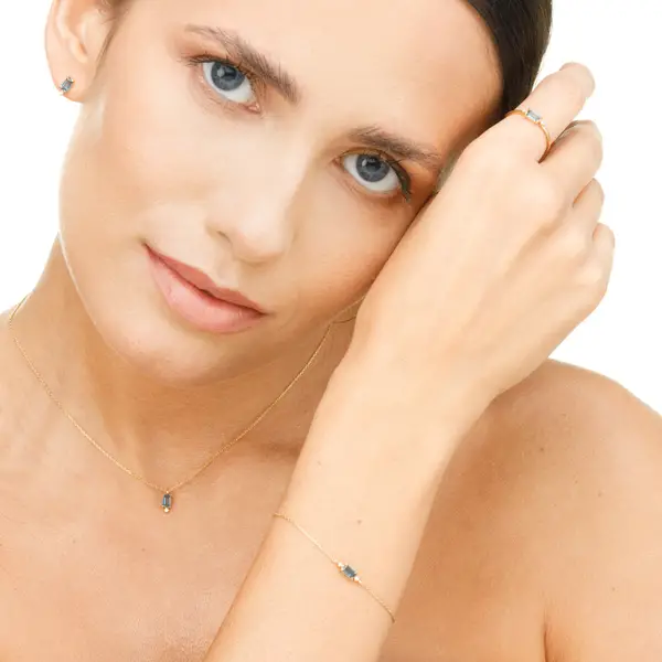Leaf Jewelry Armkette London Blue Topas, 14K Gelbgold Muttertagsangebot