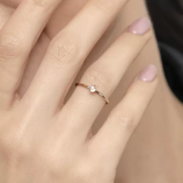 Leaf Jewelry Ring Cabochon, 14 K Rosegold, Mondstein Top Angebot