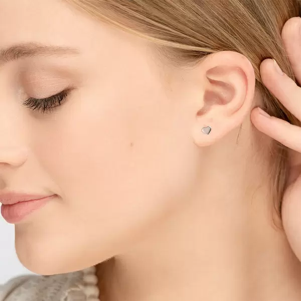 Leaf Jewelry Ohrstecker Herz, 14 K Weissgold Online Outlet