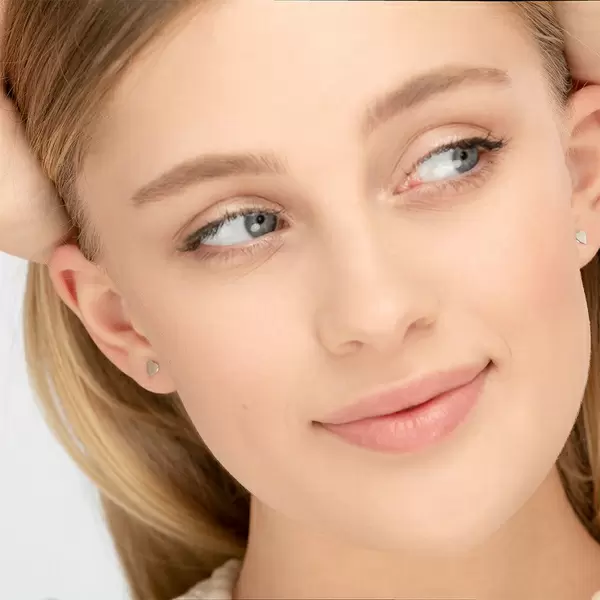 Leaf Jewelry Ohrstecker Herz, 14 K Weissgold Online Outlet