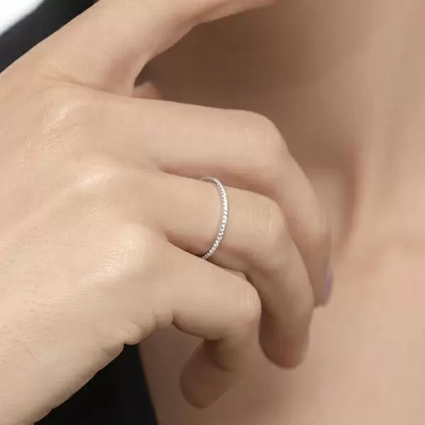 Leaf Jewelry Memoryring mit Diamanten, 18 K Weißgold Blitzangebot