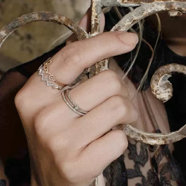 Leaf Jewelry Memoryring mit Diamanten, 18 K Weißgold Blitzangebot