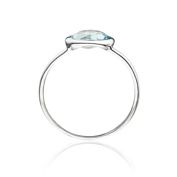 Leaf Jewelry Ring 14 K Weißgold, Blauer Topas Große Rabatte