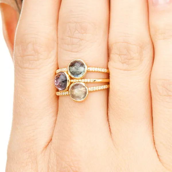 Leaf Jewelry Ring Amethyst mit Diamanten, 14K Gelbgold Bestseller