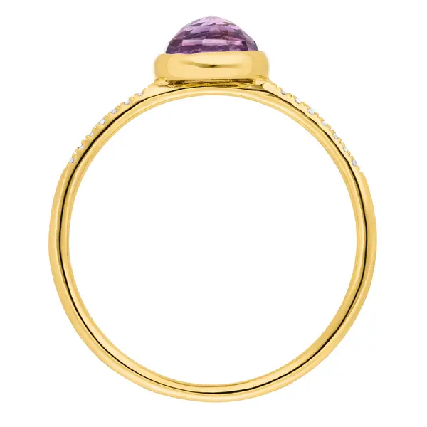 Leaf Jewelry Ring Amethyst mit Diamanten, 14K Gelbgold Bestseller