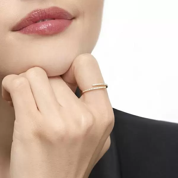 Leaf Jewelry Ring Open mit Diamanten, 18 K Gelbgold Saisonale Angebote