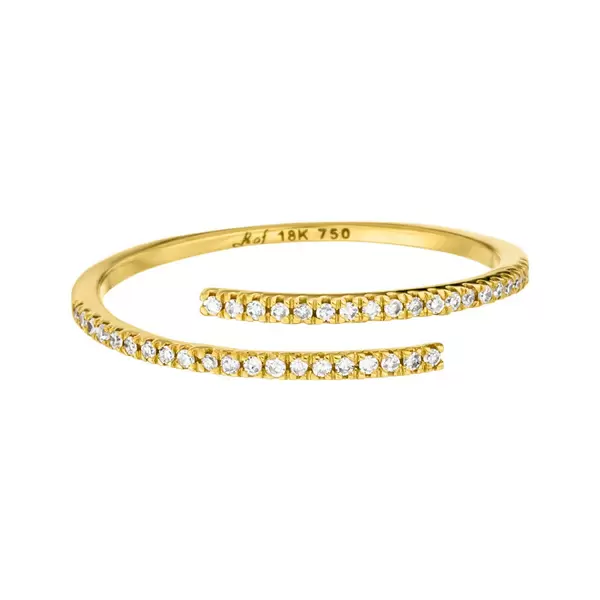 Leaf Jewelry Ring Open mit Diamanten, 18 K Gelbgold Saisonale Angebote