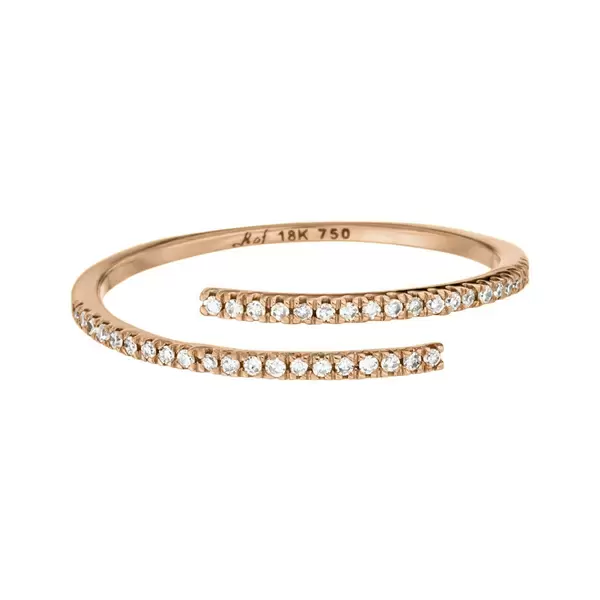 Leaf Jewelry Ring Open mit Diamanten, 18 K Rosegold Tägliche Deals