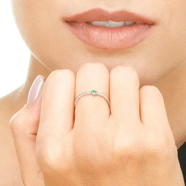 Leaf Jewelry Ring Twist Smaragd, 14K Weißgold Riesige Ersparnisse