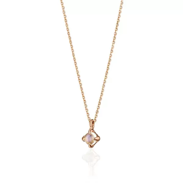 Leaf Jewelry Halskette Cabochon, Mondstein, 14 K Roségold Tiefpreis