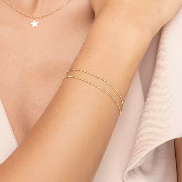 Leaf Jewelry Armkette Ball Chain Double, 14 K Gelbgold Super Sparpreis