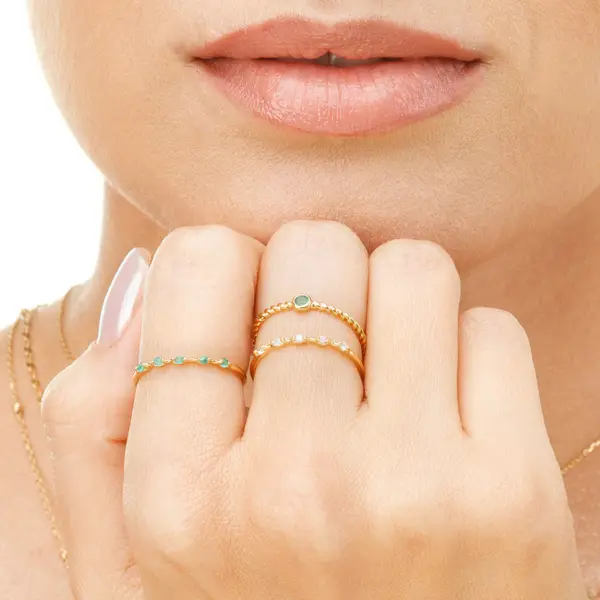 Leaf Jewelry Ring Twist Smaragd, 14K Rosegold Wochenangebot