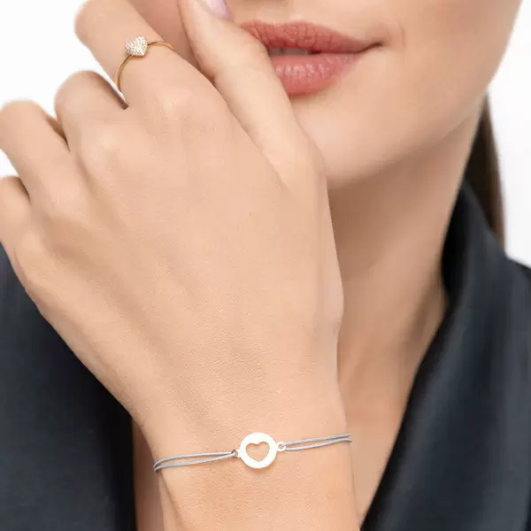 Leaf Jewelry Glücksbändchen Heart, 14 K Gelbgold, Beige Letzte 3 Tage