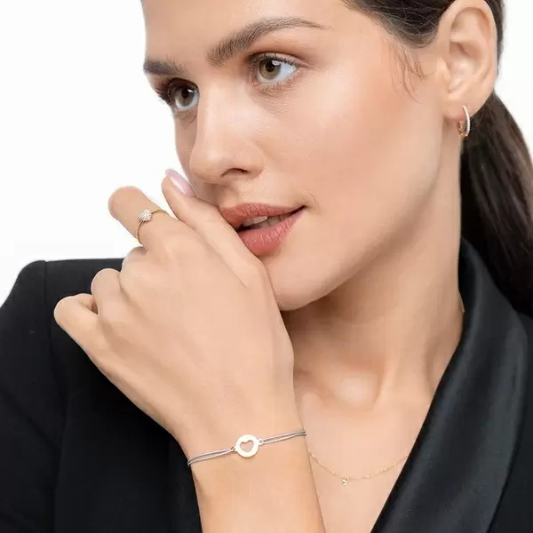 Leaf Jewelry Glücksbändchen Heart, 14 K Gelbgold, Beige Letzte 3 Tage
