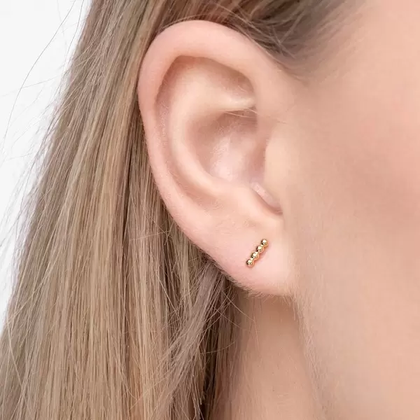 Leaf Jewelry Ohrstecker 4 Kugel, 14K Gelbgold Neueste Stile