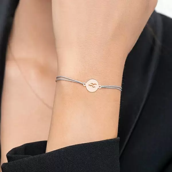Leaf Jewelry Glücksbändchen Birds, 14 K Rosegold, Beige Letzte 2 Tage