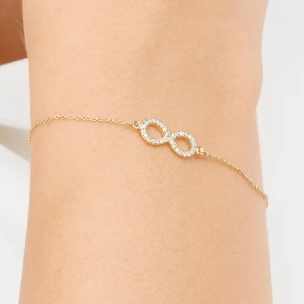 Leaf Jewelry Armkette Infinity mit Diamanten, 18 K Gelbgold Nur für heute