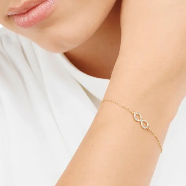 Leaf Jewelry Armkette Infinity mit Diamanten, 18 K Gelbgold Nur für heute