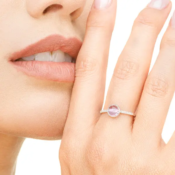 Leaf Jewelry Ring Amethyst mit Diamanten, 14K Weißgold Sonderangebot der Fabrik