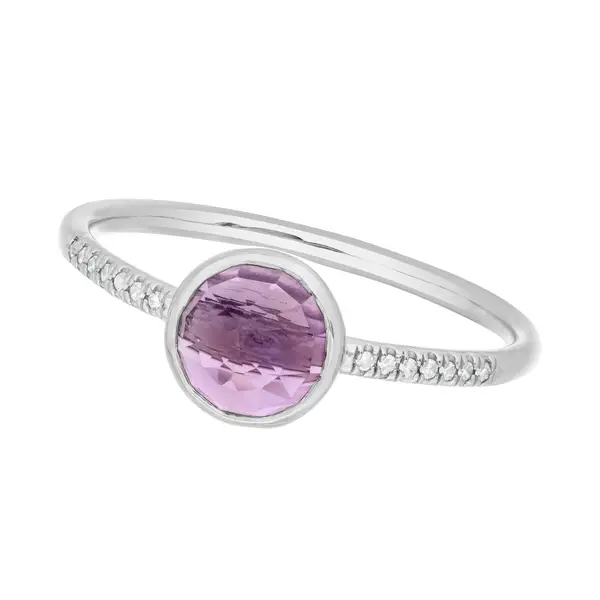 Leaf Jewelry Ring Amethyst mit Diamanten, 14K Weißgold Sonderangebot der Fabrik