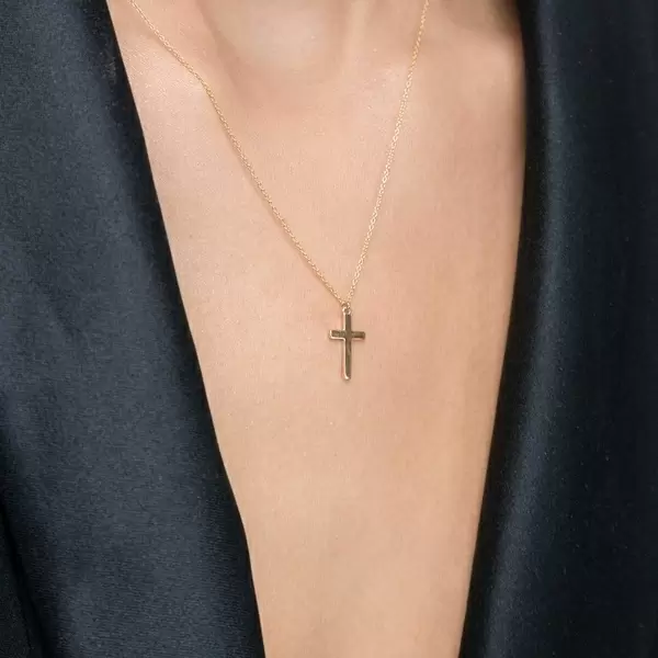 Leaf Jewelry Halskette Kreuz, 14 K Gelbgold Bis zu 55% Rabatt