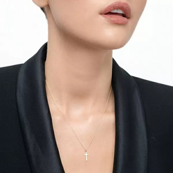 Leaf Jewelry Halskette Kreuz, 14 K Gelbgold Bis zu 55% Rabatt
