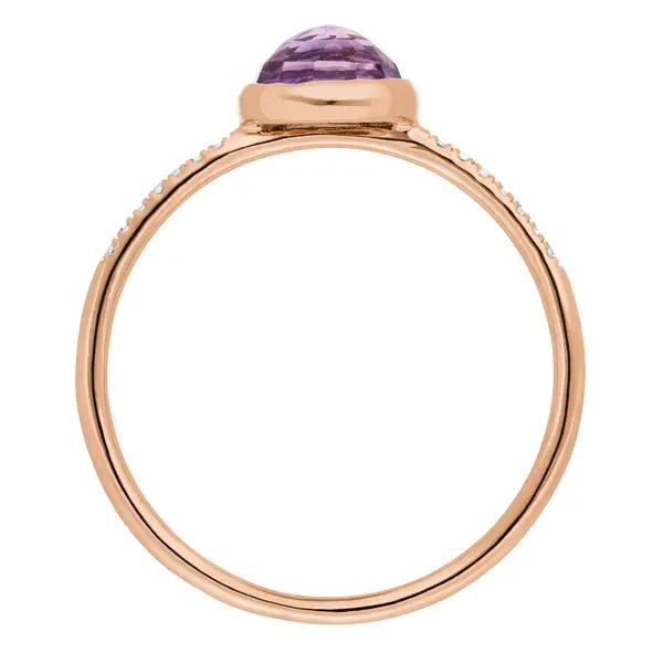 Leaf Jewelry Ring Amethyst mit Diamanten, 14K Rosegold, Gr.50 Discount Store für neue Produkte