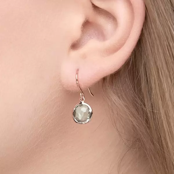 Leaf Jewelry Ohrringe Grüner Amethyst, 14 K Rosegold Fabrikladen