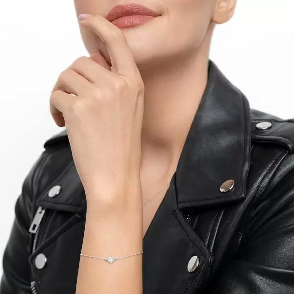 Leaf Jewelry Armkette Pavé mit Diamanten, 18 K Weißgold Black Friday Preise