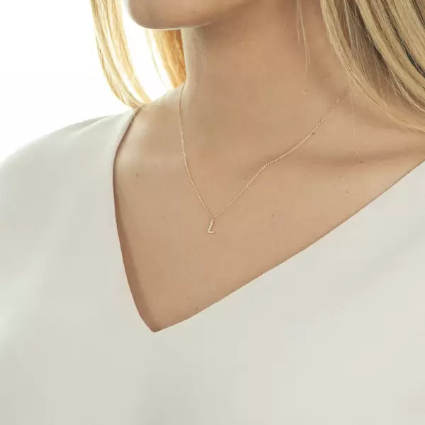 Leaf Jewelry Halskette Letter "L", 14 K Rosegold mit Diamanten 50% Rabatt für begrenzte Zeit