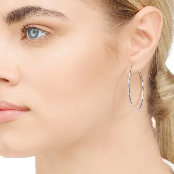Leaf Jewelry Creole Rund L, 40mm, 14 K Weissgold Rabatte dieses Monats