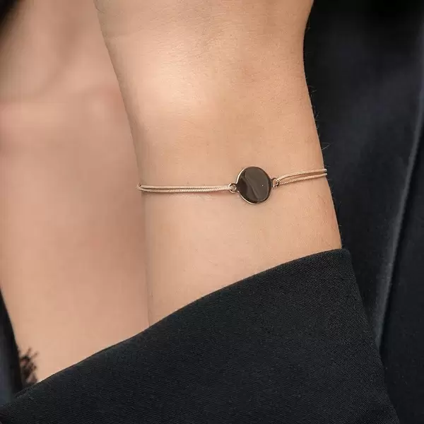 Leaf Jewelry Glücksbändchen Plate, 14 K Rosegold, Beige Outlet