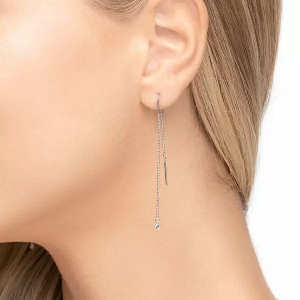 Leaf Jewelry Ohrringe Pure Ball Chain, 14 K Weißgold im Angebot
