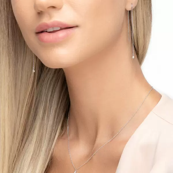Leaf Jewelry Ohrringe Pure Ball Chain, 14 K Weißgold im Angebot