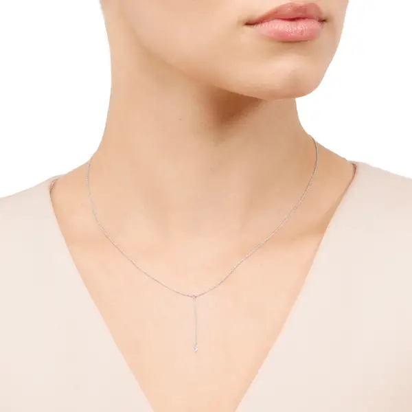 Leaf Jewelry Halskette Y-Pure Diamant, 18 K Weißgold Meist gekauft