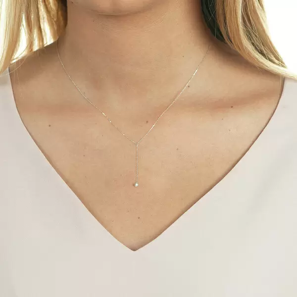 Leaf Jewelry Halskette Y-Pure Diamant, 18 K Weißgold Meist gekauft